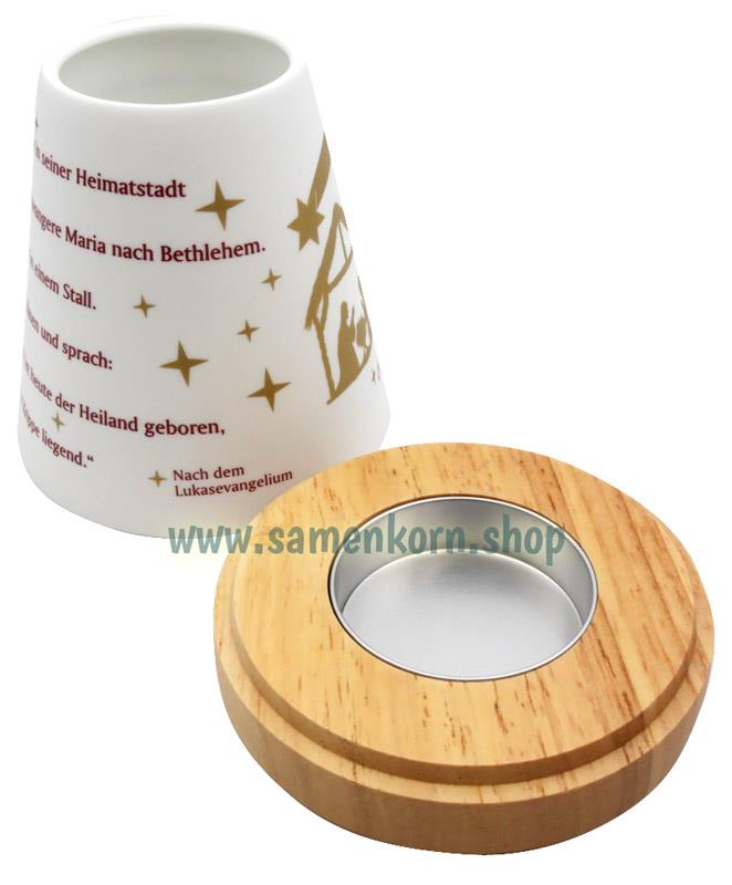 Porzellan Windlicht "Weihnachtsgeschichte"