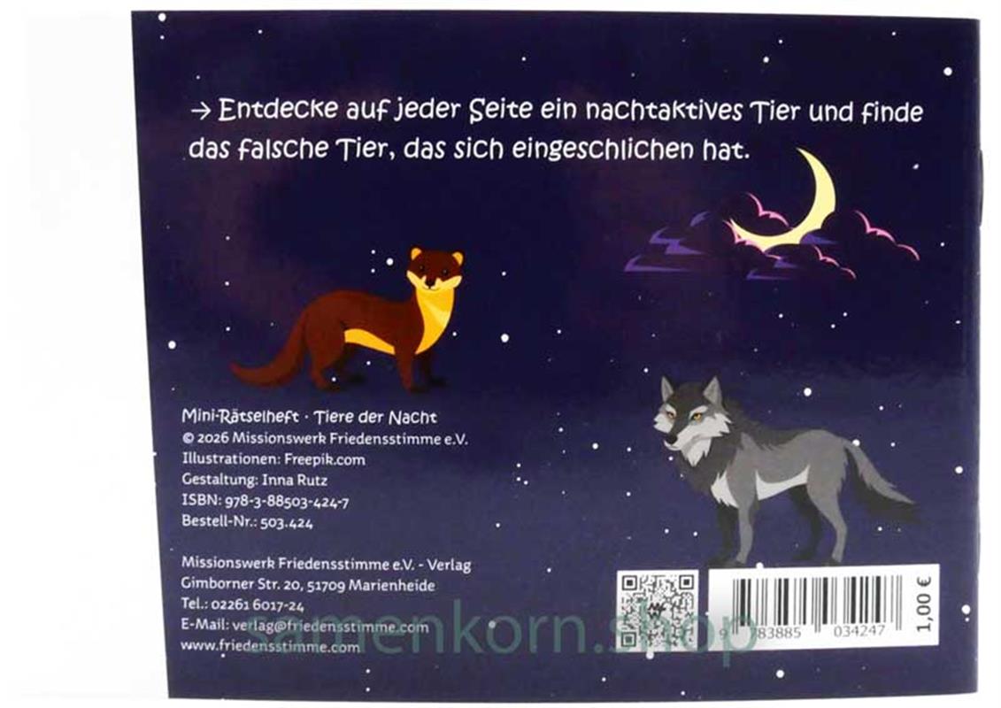 Mini-Rätselheft - Tiere in der Nacht / Heft