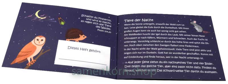 Mini-Rätselheft - Tiere in der Nacht / Heft