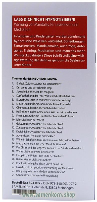 Lass dich nicht hypnotisieren! Band 22  Reihe Orientierung / Heft