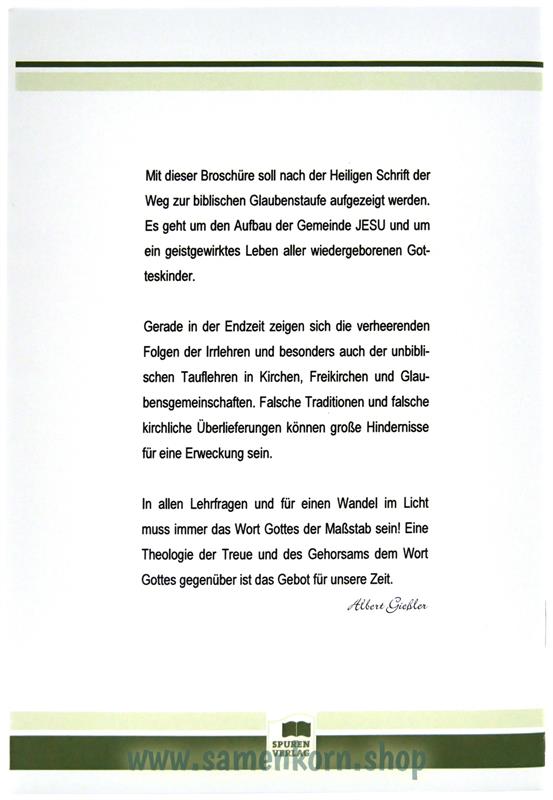 Die schriftgemäße Taufe / Heft