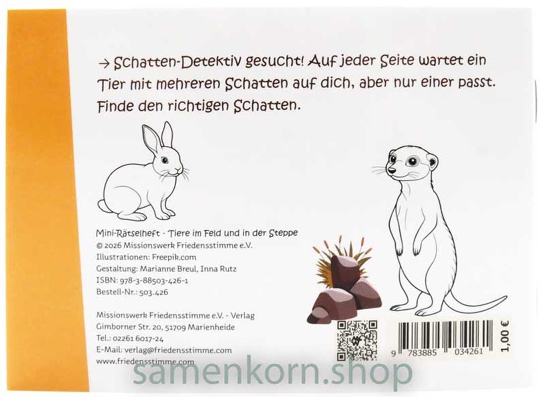 Mini-Rätselheft - Tiere im Feld und in der Steppe  / Heft