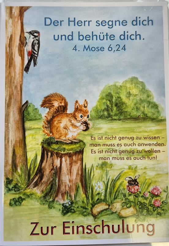 Doppelkarte zur Einschulung (Eichhörnchen)