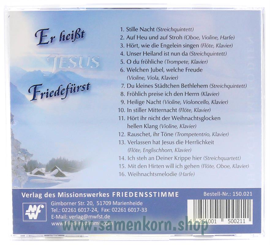 Er heißt Friedefürst / Instrumental zu Weihnachten / CD