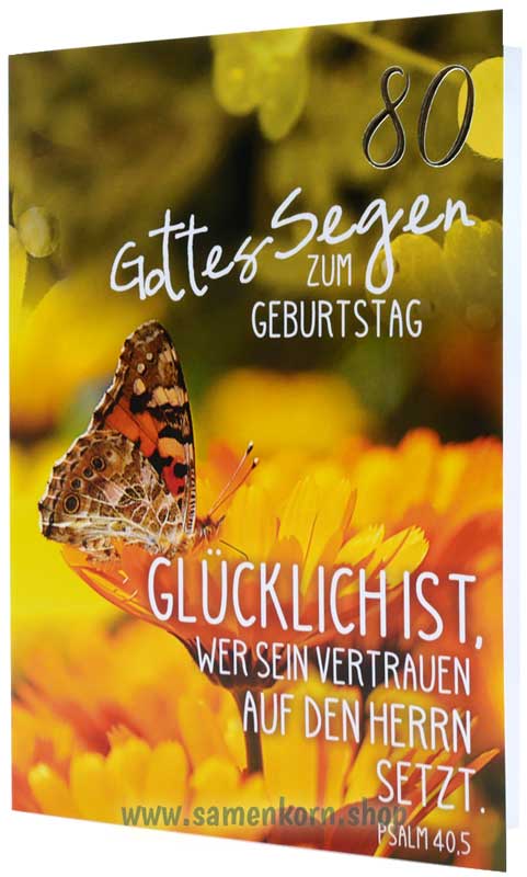 Faltkarte "Gottes Segen zum 80. Geburtstag" Ps.40,5