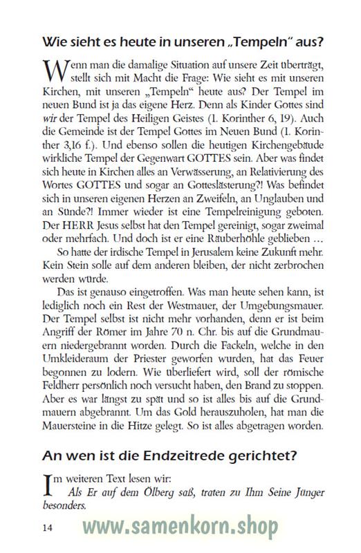 Die Endzeitrede Jesu Christi / Buch