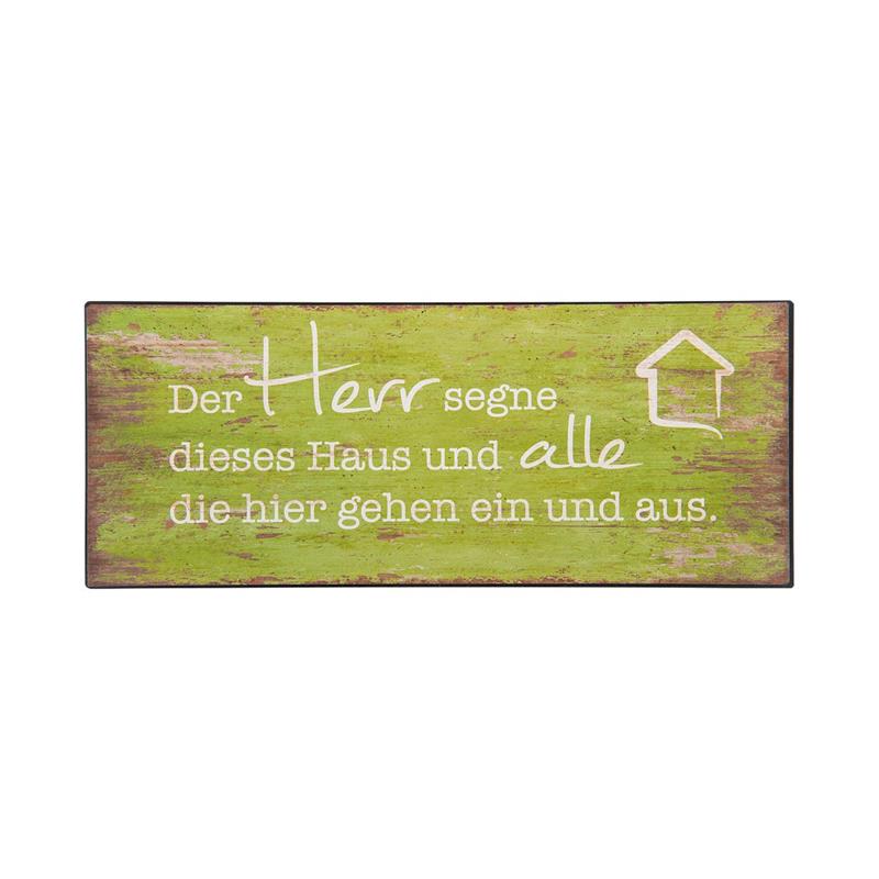 Metall-Schild, "Der Herr segne...", grün/weiss