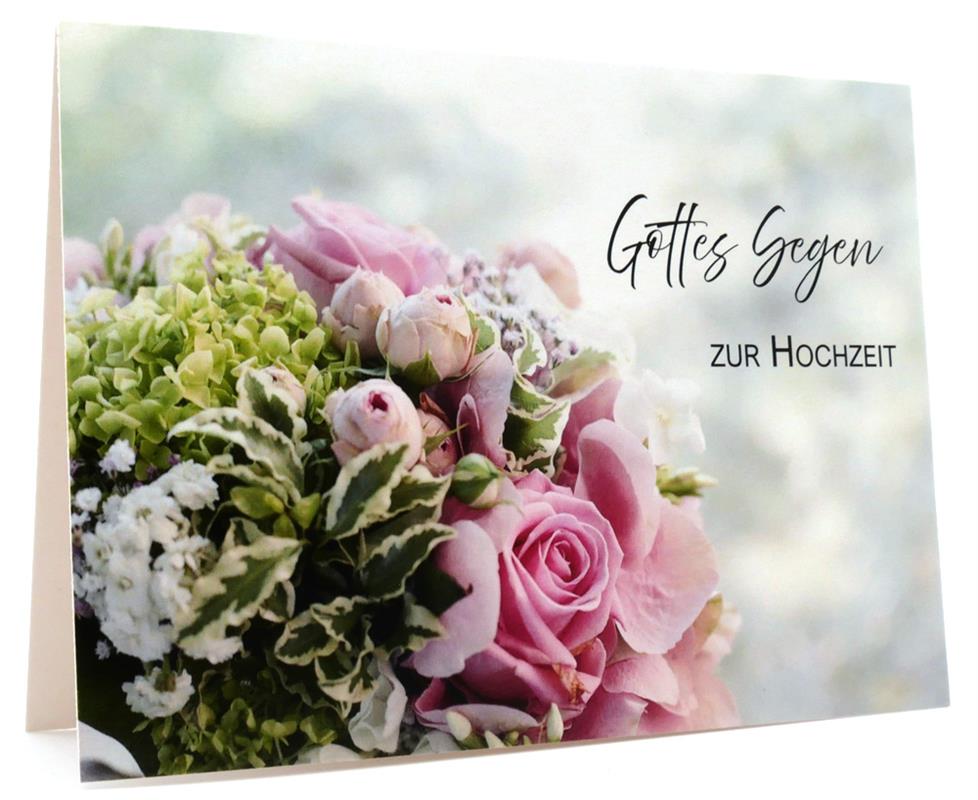 Doppelkarte "Gottes Segen zur Hochzeit" Rosenstrauß