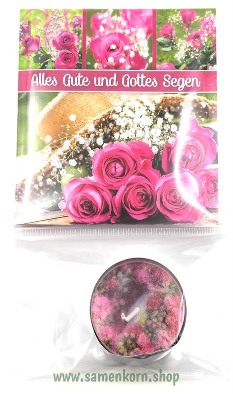 Teelicht mit Grußkarte "Alles Gute"