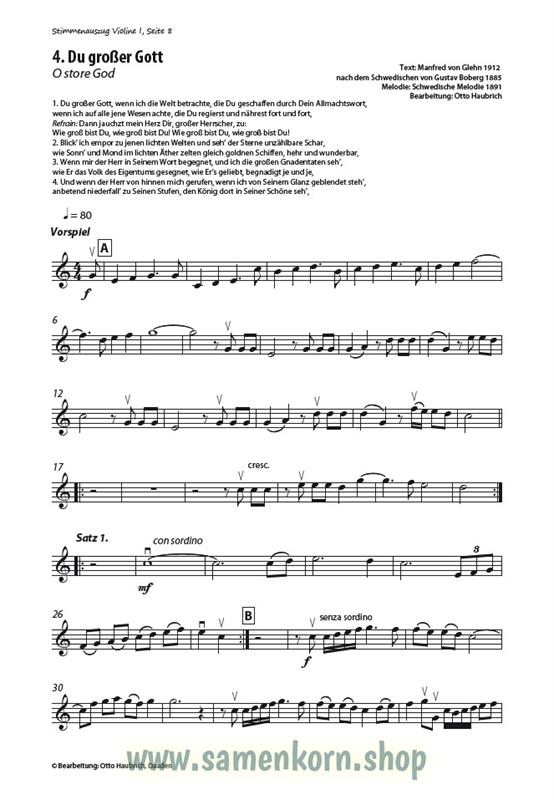 Lobt froh den Herrn / Stimmenauszüge I.Violine / Noten