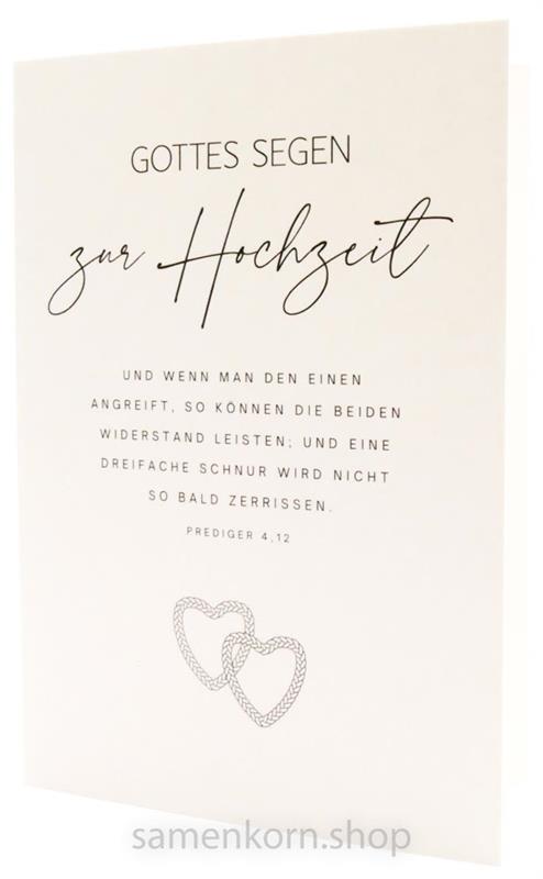 Faltkarte zur Hochzeit "Geflochtene Herzen" - Pred. 4,12