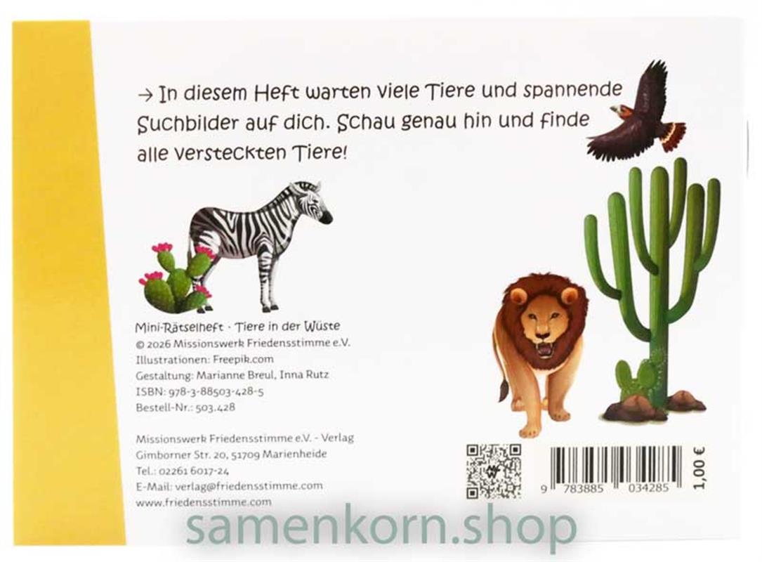 Mini-Rätselheft - Tiere in der Wüste  / Heft