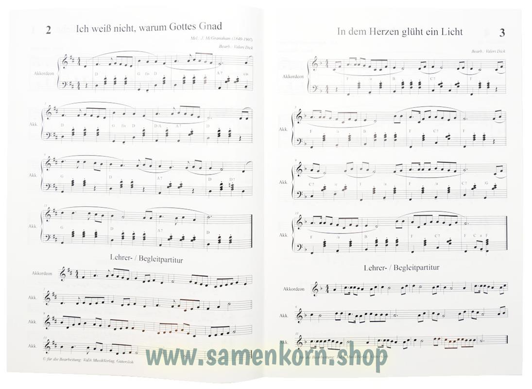 40 christliche Lieder für junge & erwachsene Akkordeonspieler / Heft