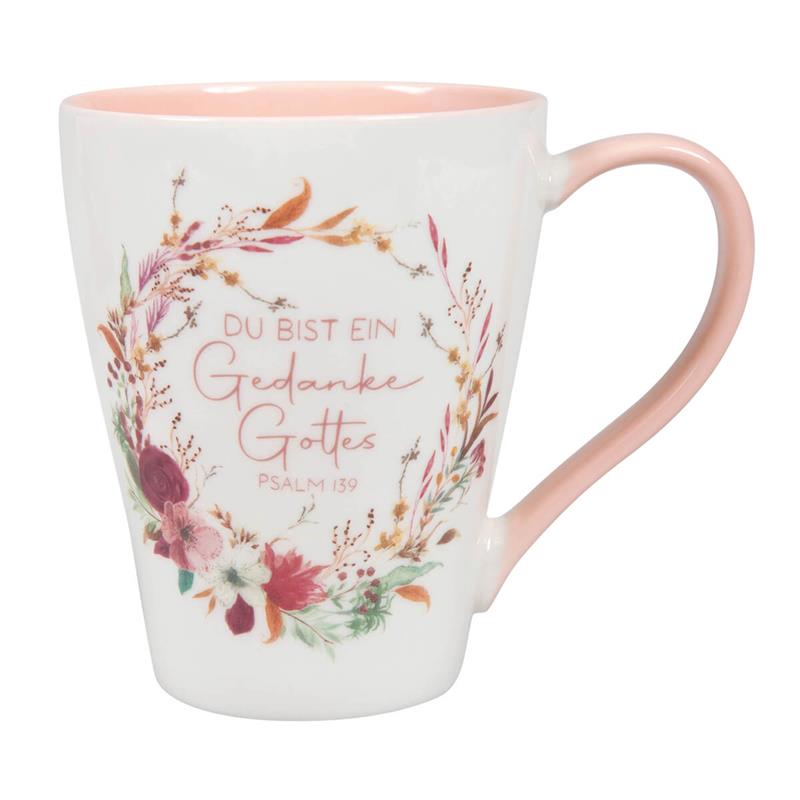 Tasse mit Blumenkranz "Gedanke Gottes"