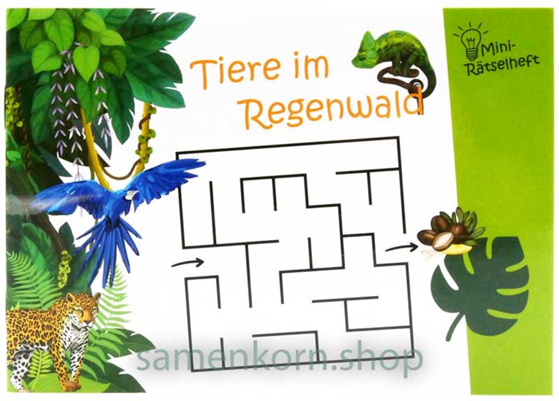 Mini-Rätselheft - Tiere im Regenwald / Heft