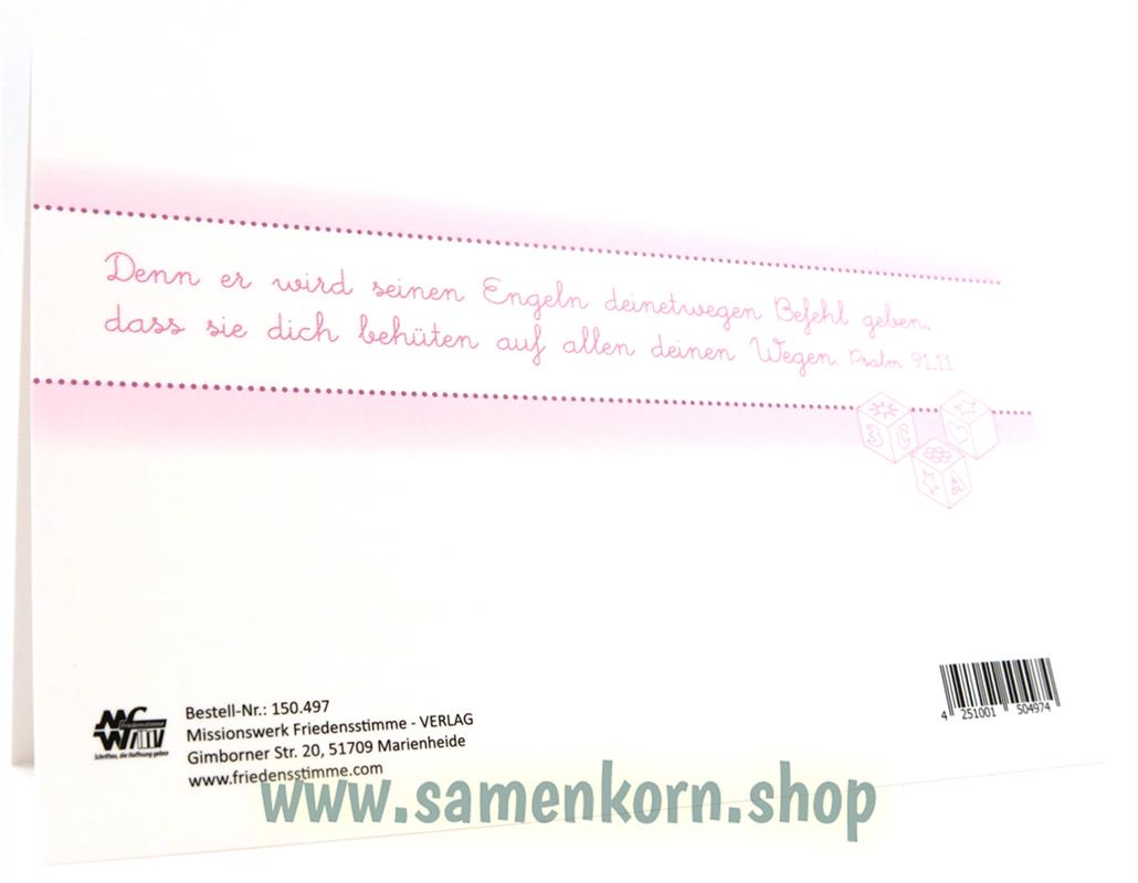 Faltkarte „Gottes Segen zur Geburt“ (rosa)