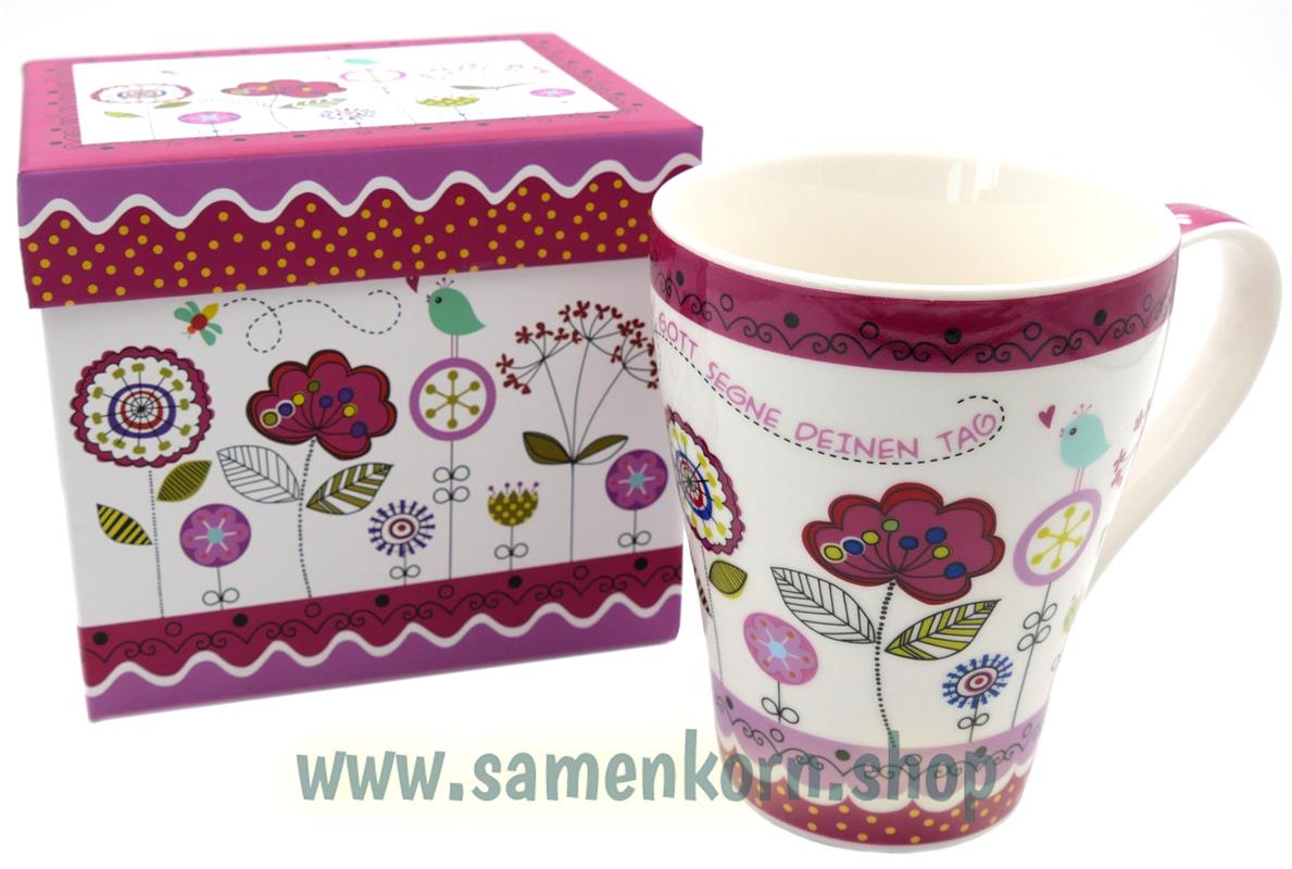 Tasse "Blüten" Gott segne deinen Tag