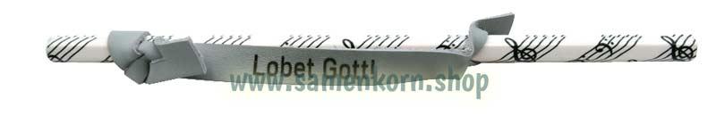 Bleistift "Notenschlüssel" mit Lederschlaufe, Text "Lobet Gott"