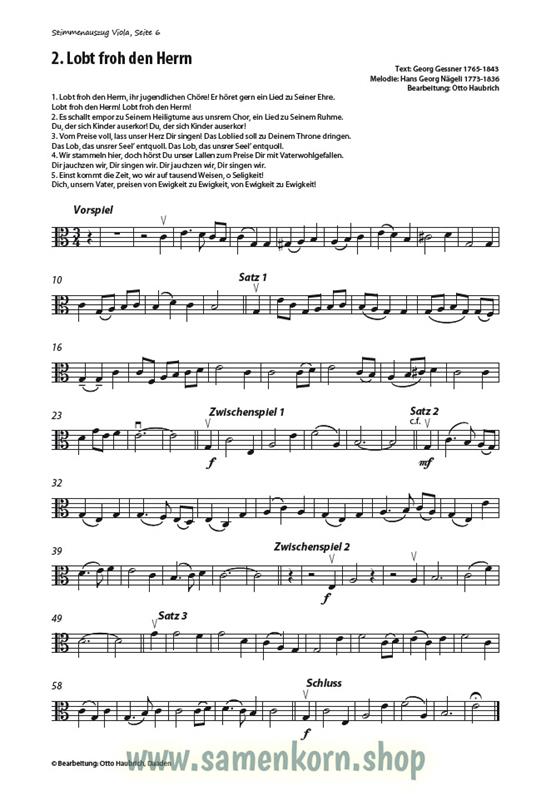 Lobt froh den Herrn / Stimmenauszüge Viola / Noten