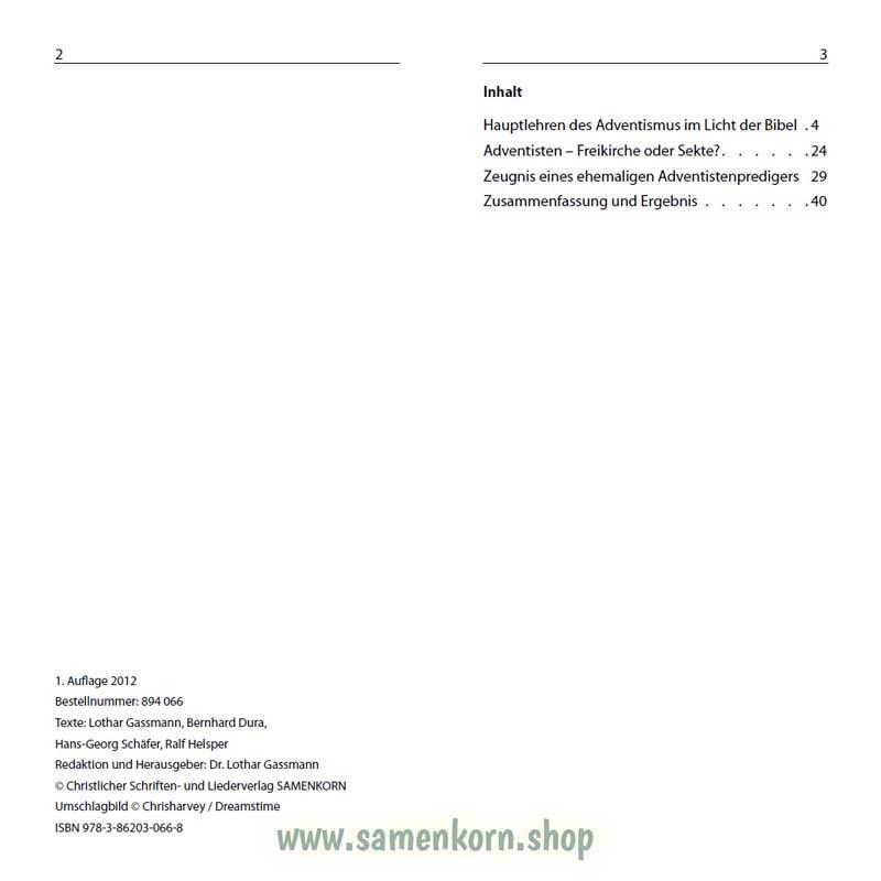 Adventisten, Band 14  Reihe Orientierung / Heft