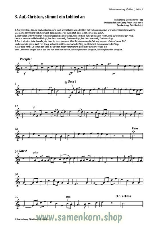 Lobt froh den Herrn / Stimmenauszüge I.Violine / Noten