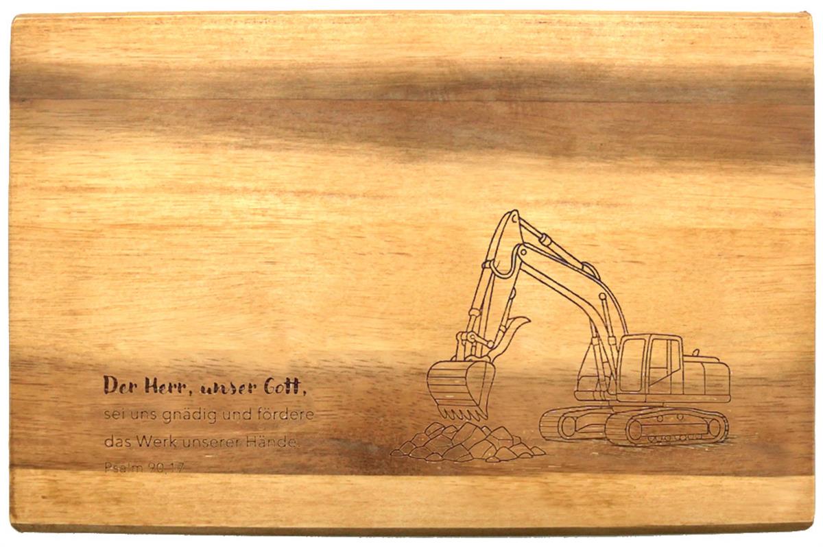Frühstücksbrettchen "Bagger", Akazienholz