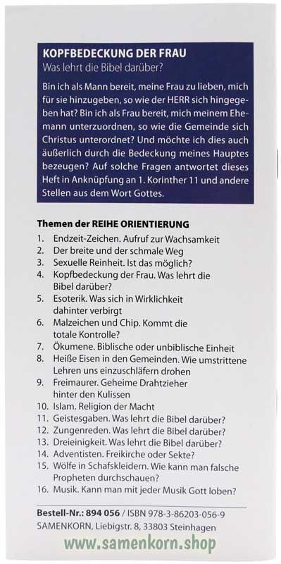 Kopfbedeckung der Frau, Band 4  Reihe Orientierung / Heft