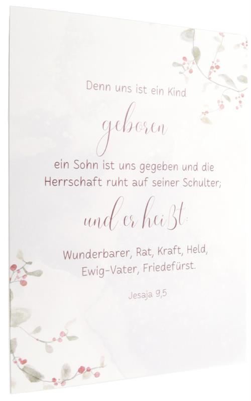 Postkarte "Denn uns ist ein Kind geboren" / Jesaja 9,5