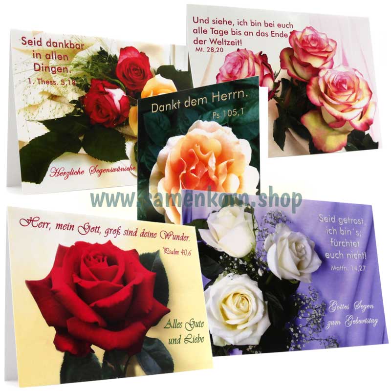 Doppelkarten zum Geburtstag / Set "Rosen 1" 5 Karten