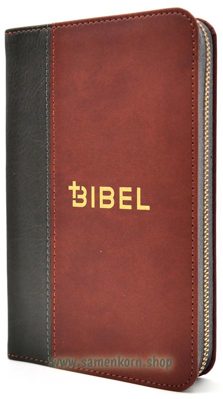 Schlachter 2000 Miniatur-Bibel,PU-Einband grau/braun, GS, RV / Buch