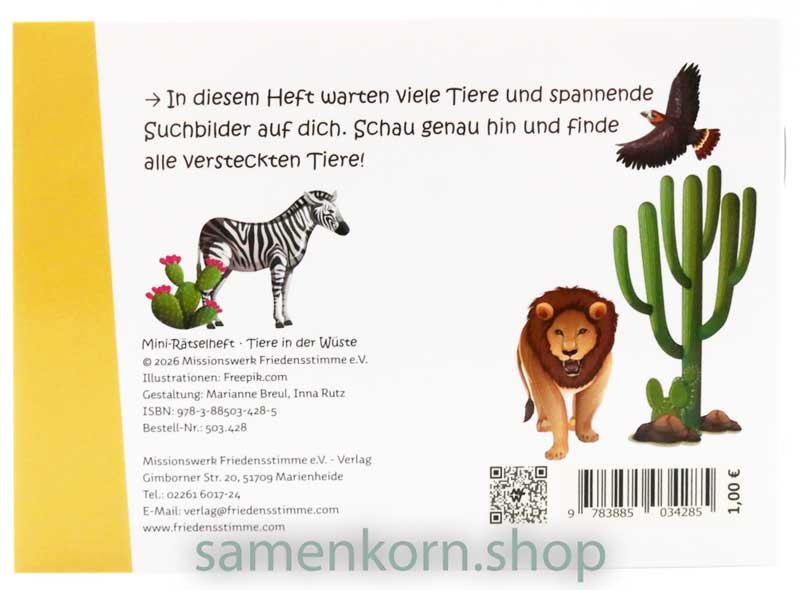 Mini-Rätselheft - Tiere in der Wüste  / Heft