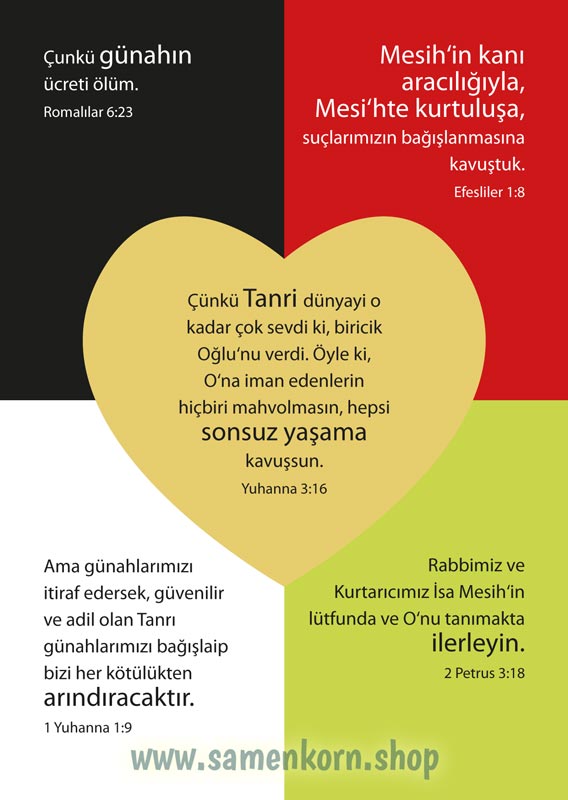 Verteilkarte zum "Wortlosen Buch", türkisch