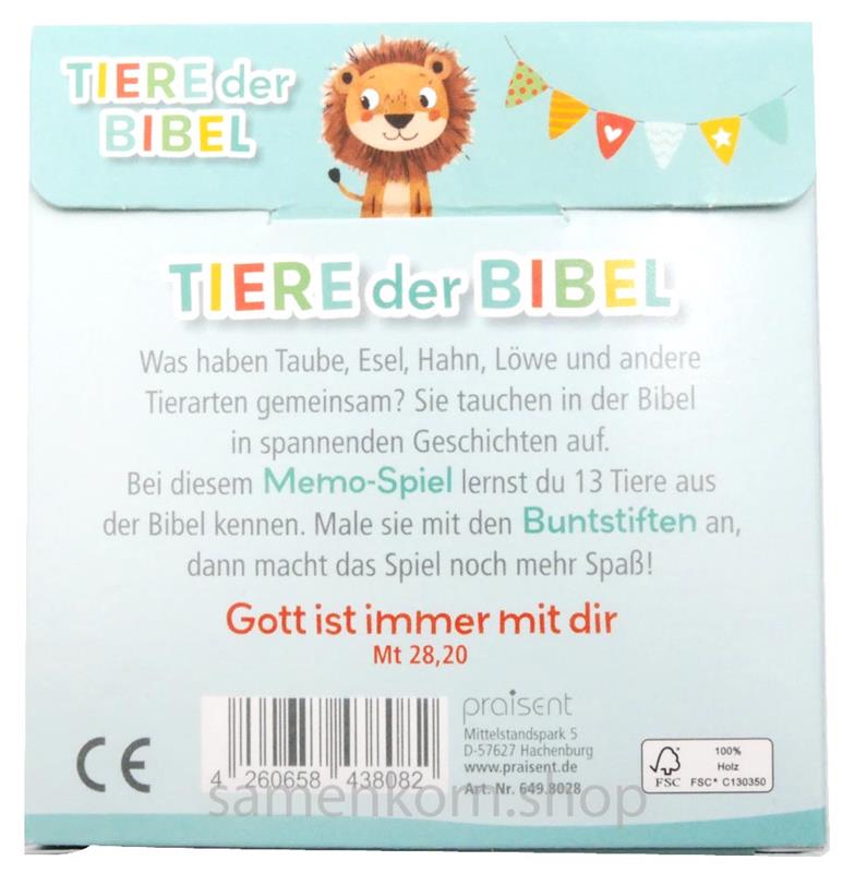 Mal- und Memo-Set Tiere der Bibel