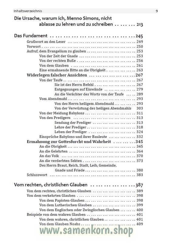 Die Schriften des Menno Simons /  Buch