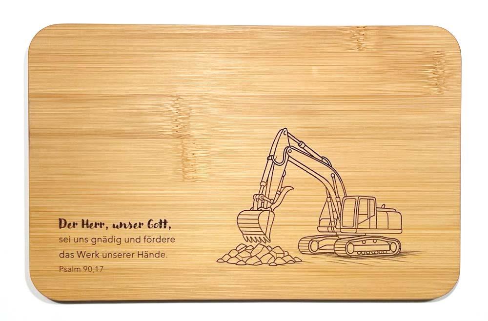 Frühstücksbrettchen "Bagger", Akazienholz