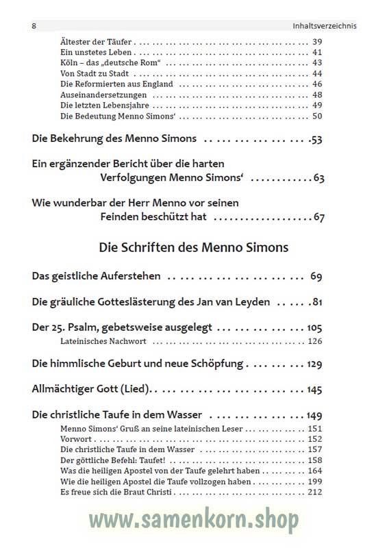Die Schriften des Menno Simons /  Buch