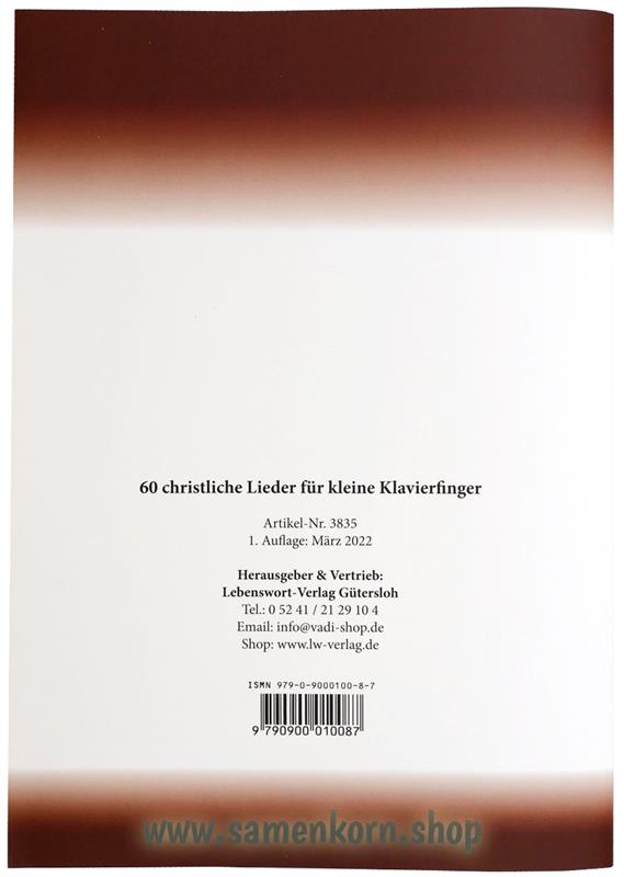 60 christliche Lieder für kleine Klavierfinger / Notenheft