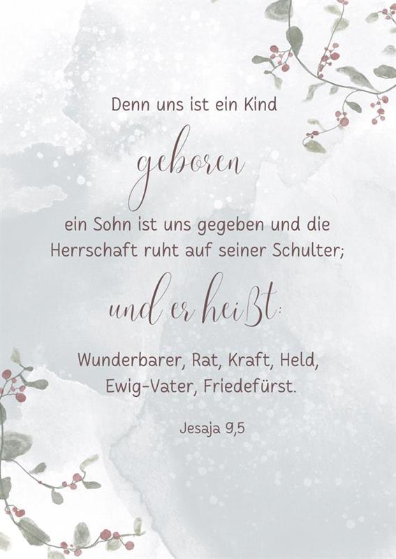 Postkarte "Denn uns ist ein Kind geboren" / Jesaja 9,5