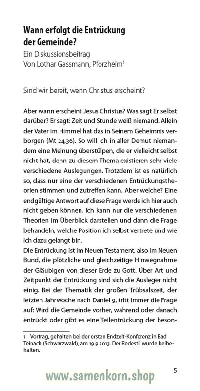 Entrückung der Gemeinde, Band 27 Reihe Orientierung / Heft
