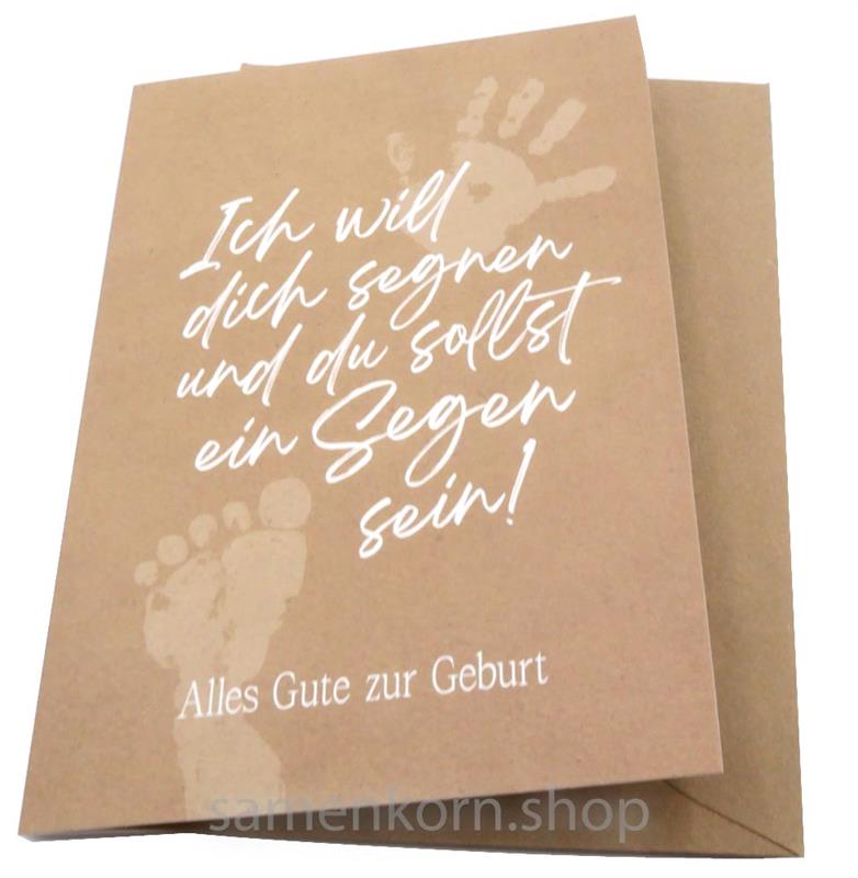 Doppelkarte zur Geburt "Ich will dich segnen"