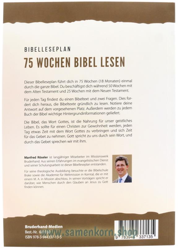 Bibelleseplan. 75 Wochen Bibel lesen