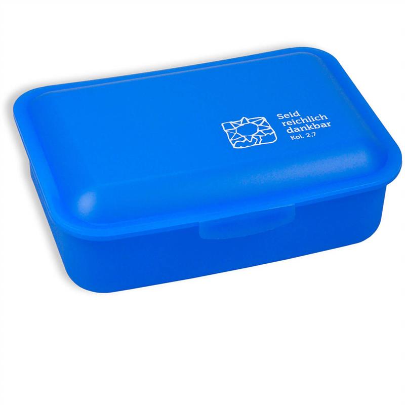 Frühstücksdose 14,5x10 "Seid reichlich dankbar" blau