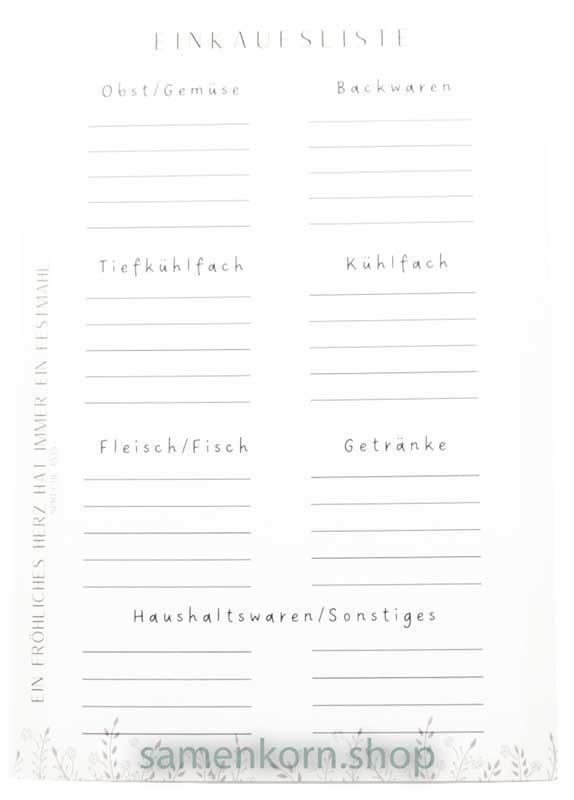 Einkaufsliste DIN A5 - Sortierung / Spr. 15,15