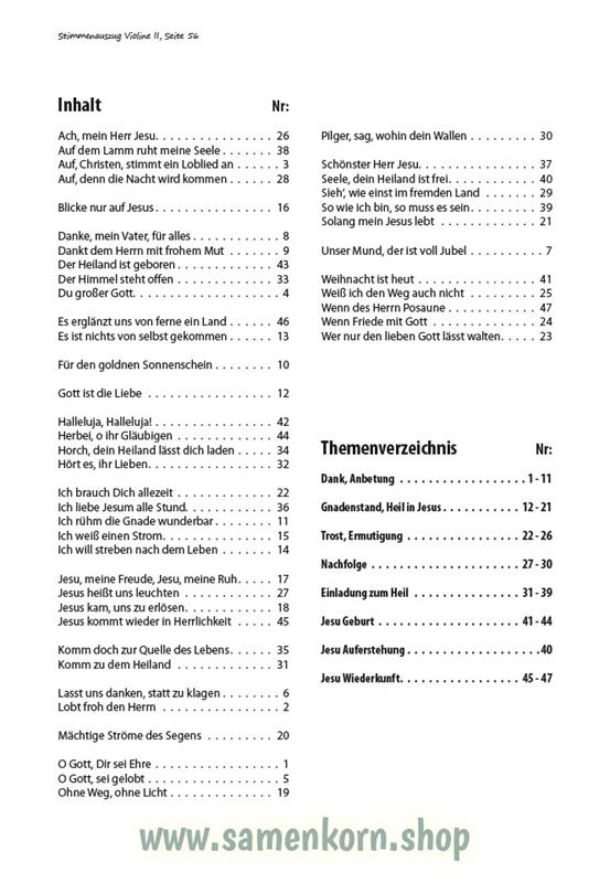 Lobt froh den Herrn / Stimmenauszüge II.Violine / Noten