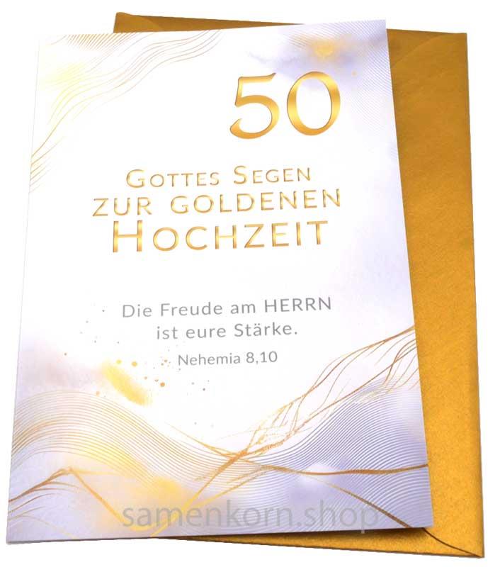 Faltkarte "Gottes Segen zur goldenen Hochzeit" Neh. 8,10