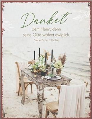 Metallschild, groß „Danket dem Herrn“