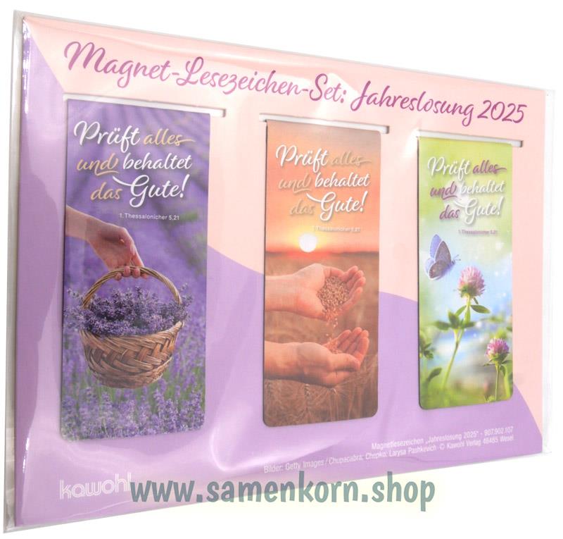 Magnetlesezeichen-Set Jahreslosung "Prüft alles und behaltet ..." / 3er-Set