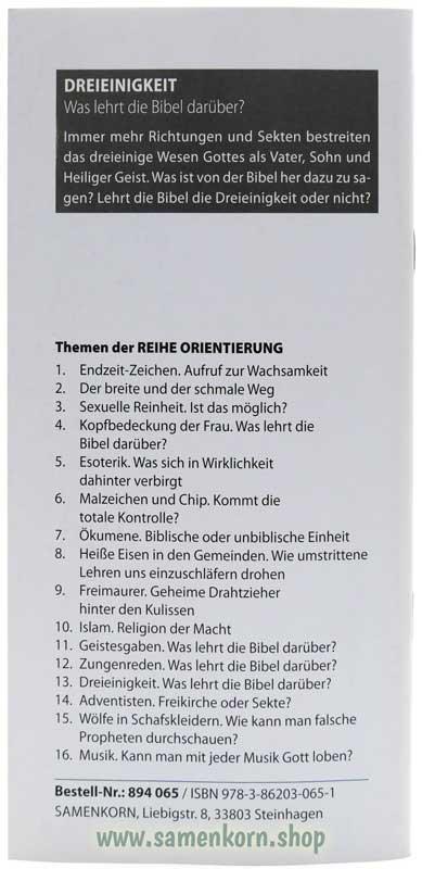 Dreieinigkeit, Band 13  Reihe Orientierung / Heft