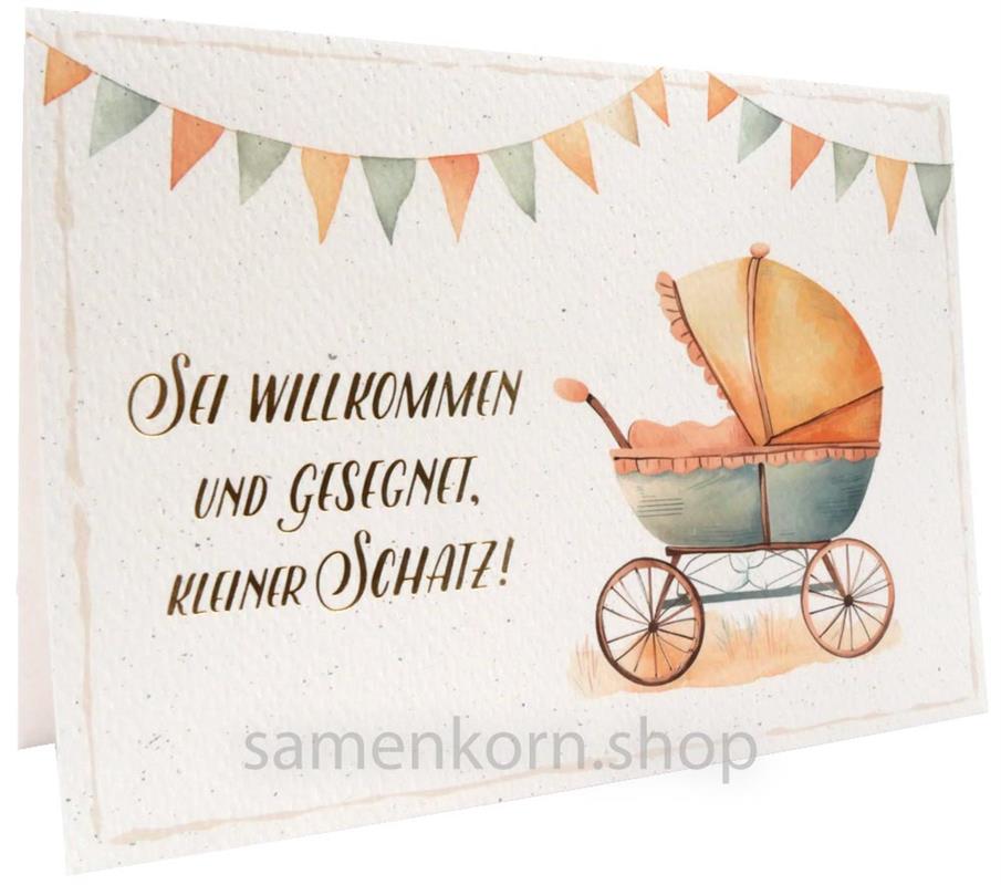 Doppelkarte zur Geburt "Sei willkomen und gesegnet, kleiner Schatz ... "