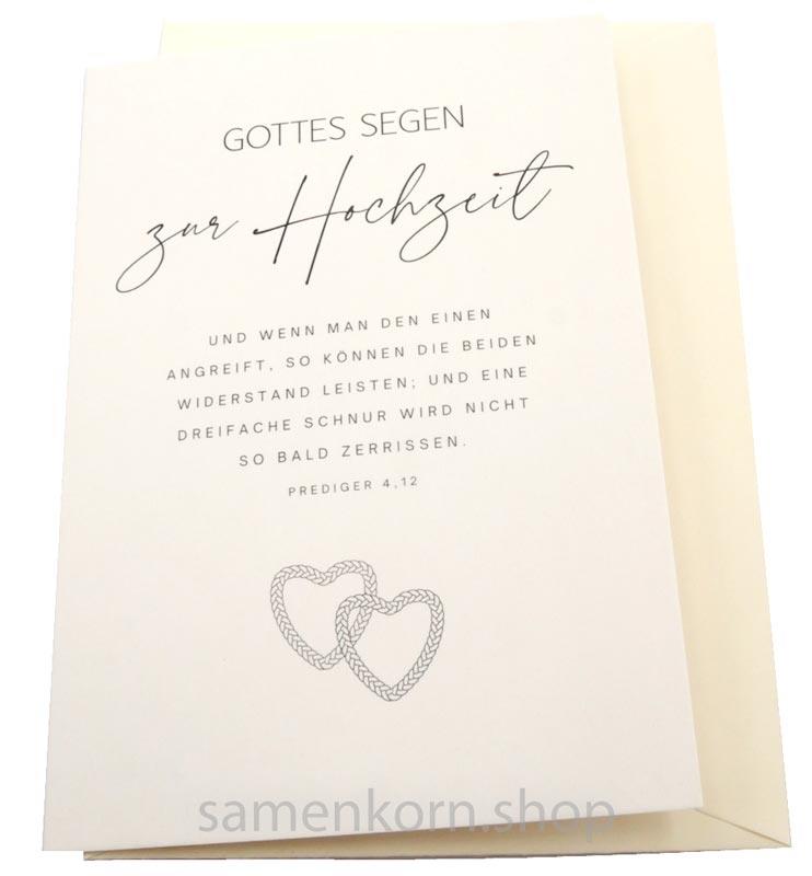 Faltkarte zur Hochzeit "Geflochtene Herzen" - Pred. 4,12